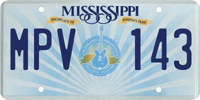 MS license plate MPV143