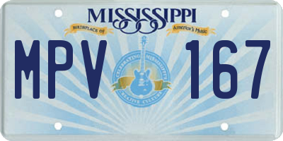 MS license plate MPV167
