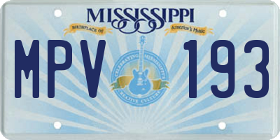 MS license plate MPV193