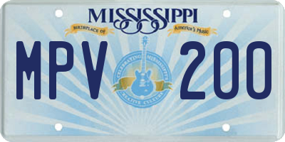 MS license plate MPV200