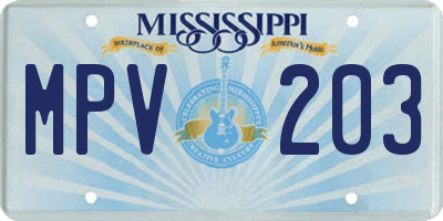 MS license plate MPV203