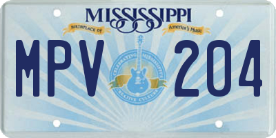 MS license plate MPV204