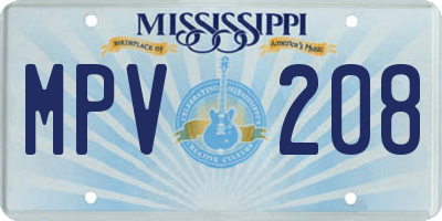 MS license plate MPV208