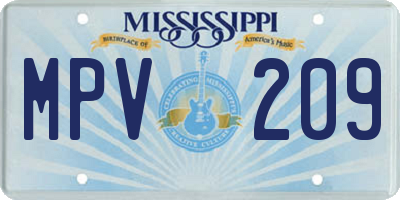 MS license plate MPV209