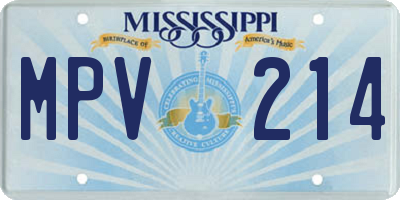 MS license plate MPV214