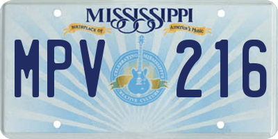 MS license plate MPV216