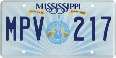 MS license plate MPV217