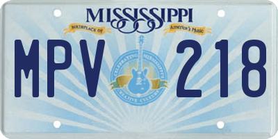 MS license plate MPV218