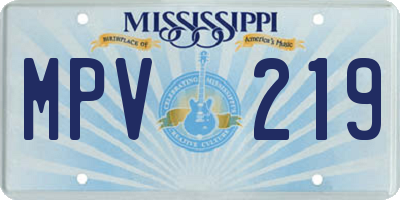 MS license plate MPV219
