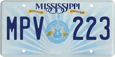 MS license plate MPV223