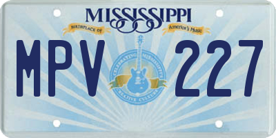 MS license plate MPV227