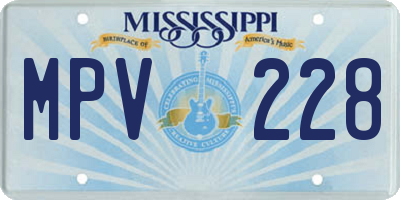 MS license plate MPV228