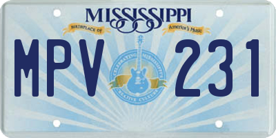 MS license plate MPV231