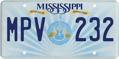 MS license plate MPV232