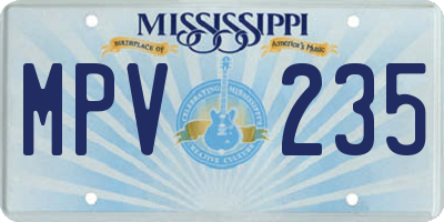 MS license plate MPV235