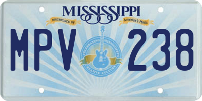 MS license plate MPV238