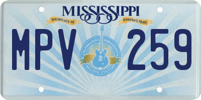 MS license plate MPV259