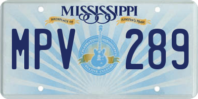 MS license plate MPV289