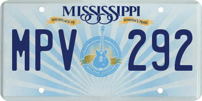 MS license plate MPV292