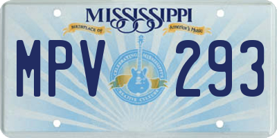 MS license plate MPV293