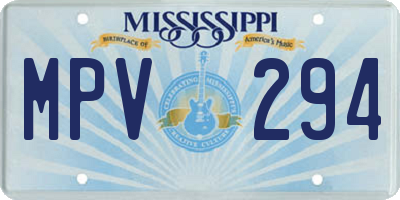 MS license plate MPV294