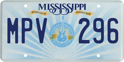 MS license plate MPV296