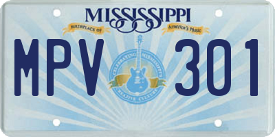 MS license plate MPV301