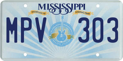 MS license plate MPV303