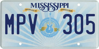 MS license plate MPV305