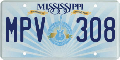 MS license plate MPV308