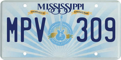 MS license plate MPV309