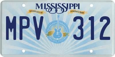 MS license plate MPV312