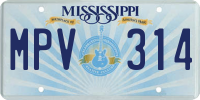 MS license plate MPV314