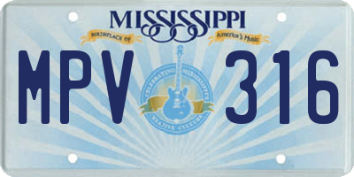 MS license plate MPV316