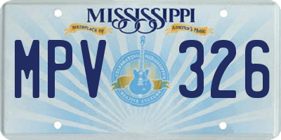 MS license plate MPV326