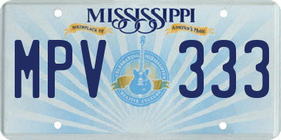 MS license plate MPV333