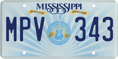 MS license plate MPV343