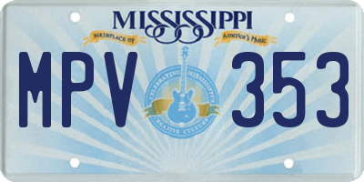 MS license plate MPV353