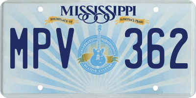 MS license plate MPV362