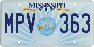 MS license plate MPV363