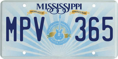 MS license plate MPV365