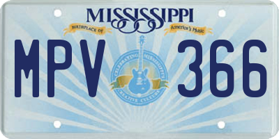 MS license plate MPV366