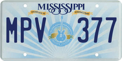 MS license plate MPV377