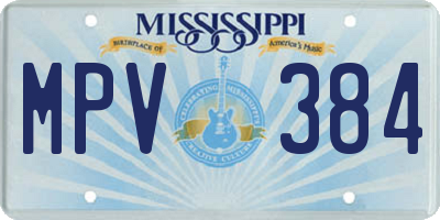 MS license plate MPV384