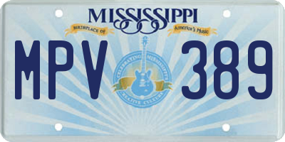 MS license plate MPV389