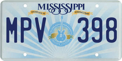 MS license plate MPV398