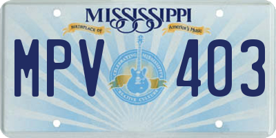 MS license plate MPV403
