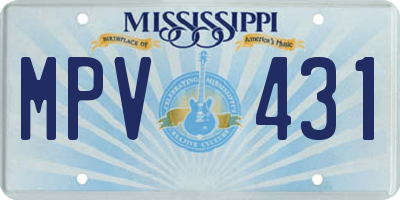 MS license plate MPV431