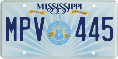 MS license plate MPV445