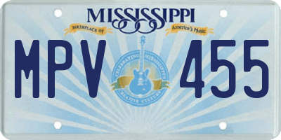 MS license plate MPV455